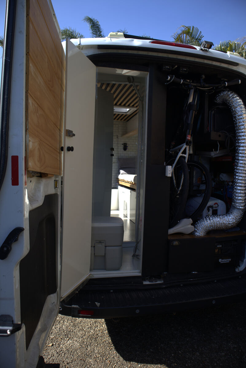 Full rear view with everything open